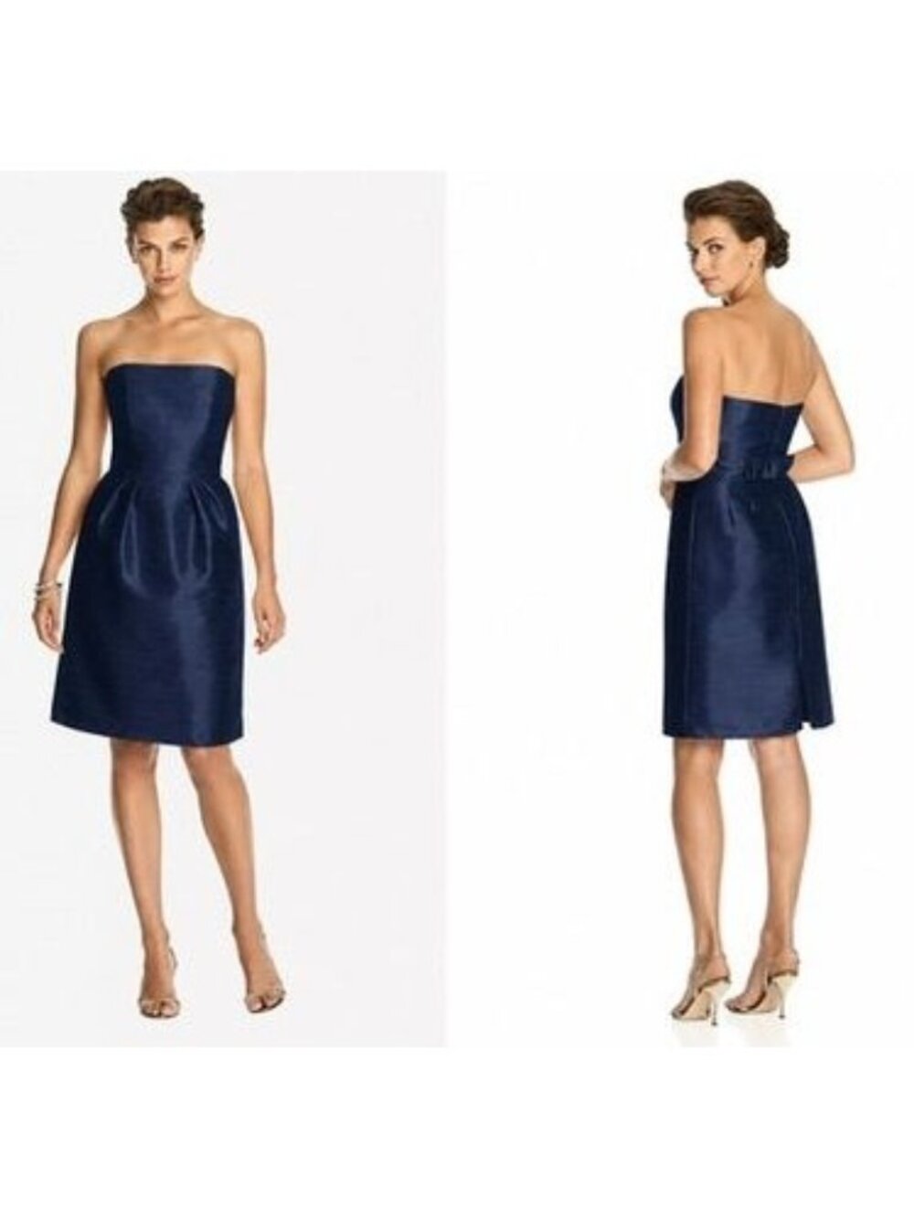 Alfred Sung Midnight Blue Strapless Pleated Mini Dress Size 2 Polyester D614
